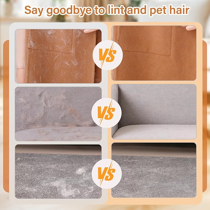2-in-1 Upgrated Dual Sided Pet Hair Removal Glove, Gentle Deshedding Brushes for Dogs & Cats with Long and Short Fur, Reusable Electrostatic Pet Hair Remover Gloves for Sofa Clothing Cat Beds - 1 Pair