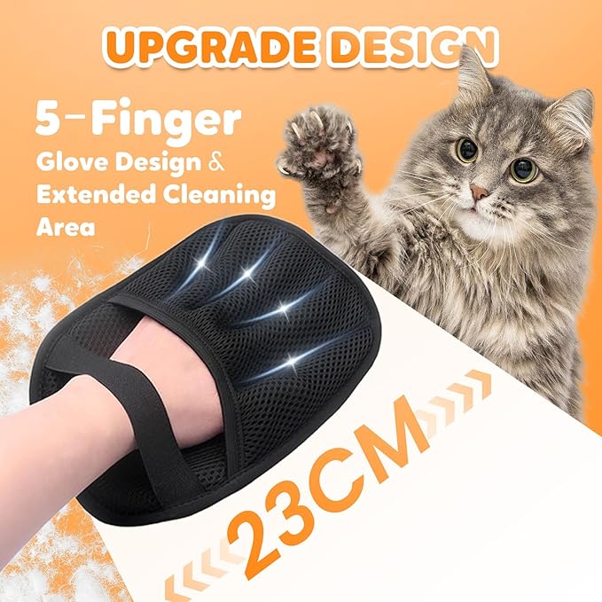 Pet Hair Removal Glove for Cats & Dogs, 2025 New Electrostatic Pet Hair Remover, Reusable Pet Hair Removal Tool for Furniture, Pet Grooming Gloves (3 Pack)
