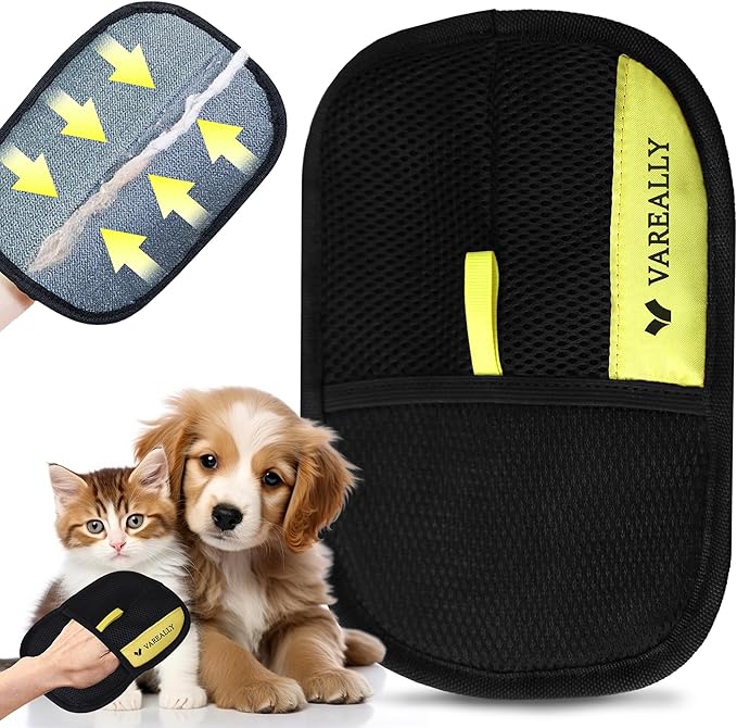 Pet Hair Removal Glove – Reusable Electrostatic Grooming Gloves for Dogs & Cats – Pet Hair Removal Dog Hair Remover