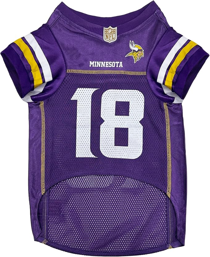 NFLPA Justin Jefferson PET Jersey, NFL Dog Shirt, Size X-Small, Minnesota Vikings Mesh Jersey for Dogs