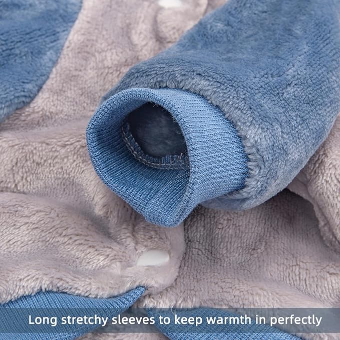 FabriCastle Dog Hoodie Sweater for Small Dogs Boy and Girl, Small Dog Clothes XS XXS Puppy Sweatshirt, Pet Outfit, Cat Clothing Super Soft Warm Snap On Closure (Lightgrey-Blue, Large)