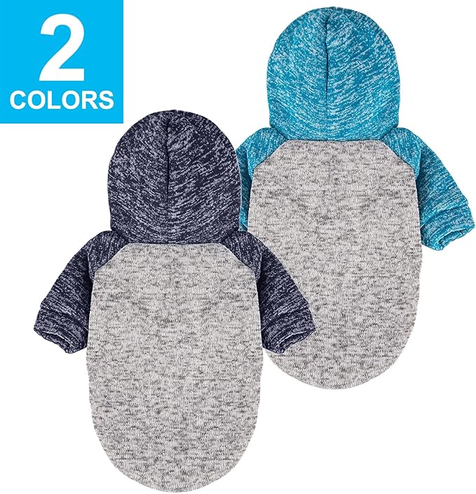 Dog Sweater, Dog Sweaters for Small Dogs, 2, 3 Pack Warm Soft Pet Clothes for Puppy, Medium Large Cat, Dogs Girl or Boy, Dog Shirt for Winter Christmas (Hoodie Grey,Navy+Grey,Blue, X-Small)