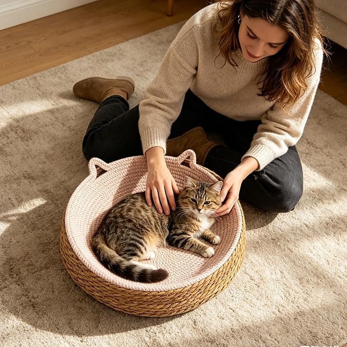 Cat Lounge Disc Bed Circular Sisal Fiber Ventilated Cooling Scratch Board Pad Rest Sleep Toy Tunnel Jump Fitness Paw Care Relaxation Ergonomic Nonslip FurnitureSafe Premium