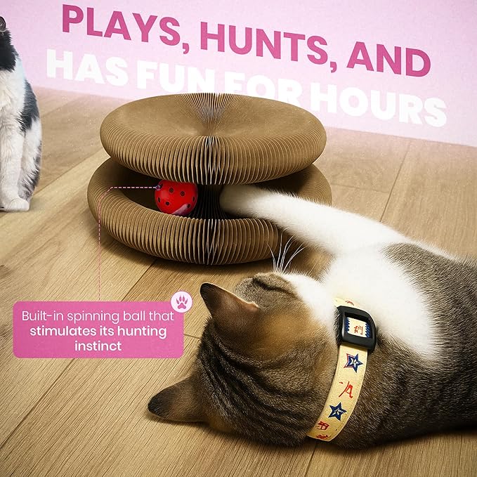 Fin & Jacky Magic Organ Cat Scratcher Board Toy, Upgraded Magnets & Durable High-Density Cardboard for Stability, Eco-Friendly, Interactive Indoor Playboard