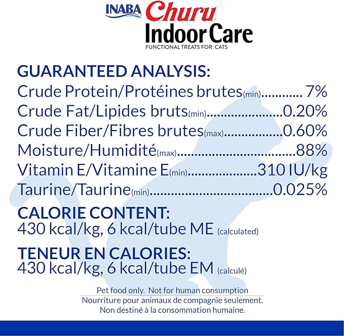 INABA Churu Indoor Care for Hairball Control, Functional Lickable Cat Treat with Taurine & Green Tea Extract, 0.5oz Each, 60 Tubes Total, Chicken & Seafood Variety