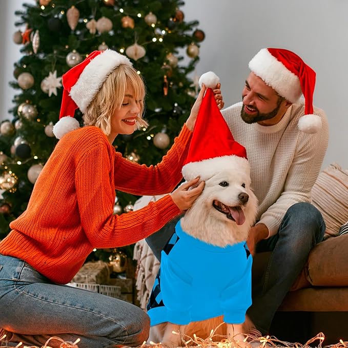 Ugly Christmas Dog Sweater – Soft & Warm Turtleneck Dog Outfit with Leash Hole, Cold-Weather Coat for Dogs & Cats, Perfect for Christmas (Blue, XX-Large)