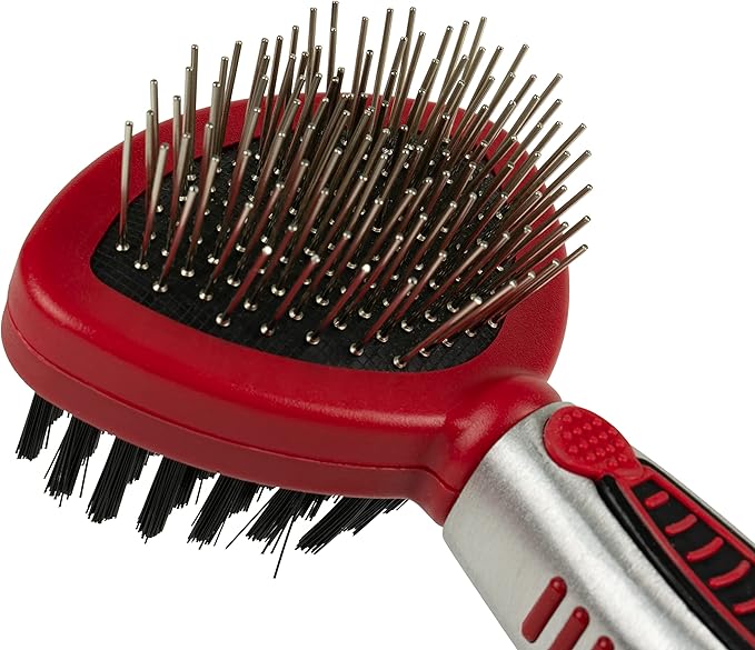 CHI for Cats 2-in-1 Double-Sided Pin and Bristle Cat Brush, Nylon-Tip Pins Detangle Undercoat, Bristle Side Reduces Shedding and Restores Shine, Ionic Technology, Ergonomic Soft-Grip Handle