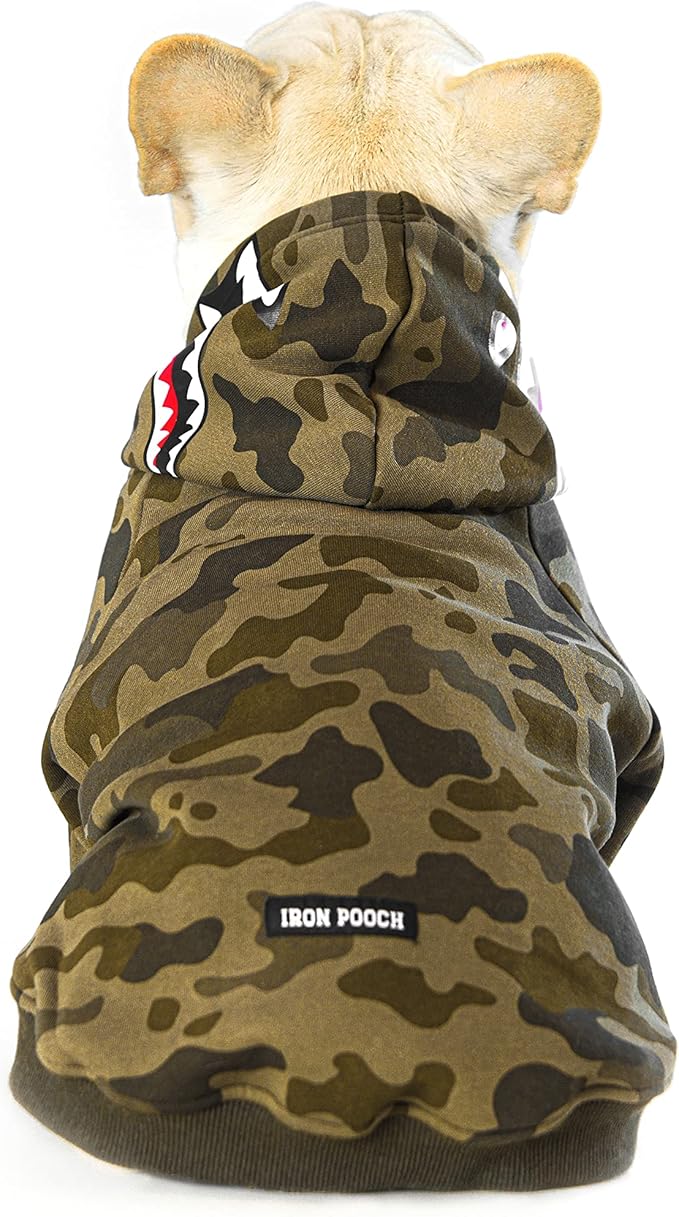 Camo Dog Hoodie Dog Clothes Extra Warm Fleece Lining Stretchy Fit for Small Medium Large Dogs (Camo, Small)