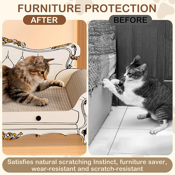 Cat Scratcher Bed,23.6 Inch Sofa-Shaped Cat Scratcher Couch, Large Luxury Durable Cardboard Sofa Scratcher Pad Furniture Protector for Indoor Cats Scrach,Rest and Play,Beige
