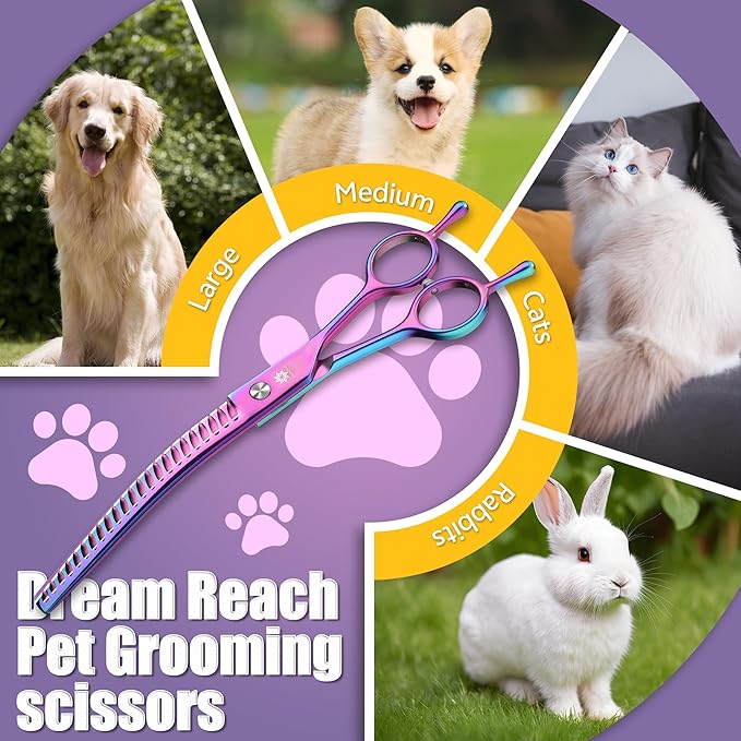 Dream Reach Dog Chunker Scissors - Dog Blending Thinning Cat Grooming Chunkers Shear Rainbow 8"