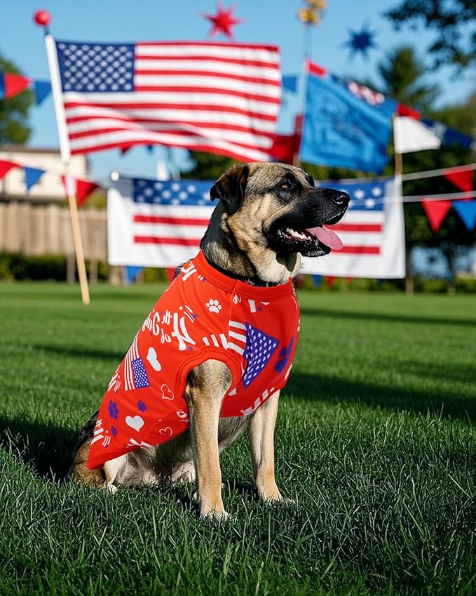 PET SHOW 4 Pack 4th of July Dog Clothes for Extra Large Dogs Patriotic Shirts Stripes Stars Vest American Flag T-Shirts for Independence Day Holiday Party Pets Tank Top Boy Girl(XXX-Large)