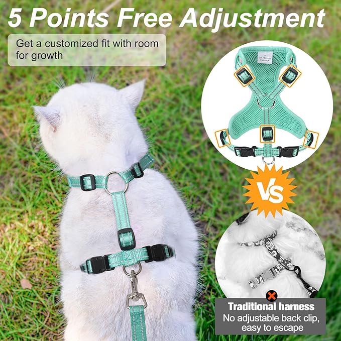 BEAUTYZOO Cat Harness and Leash Set Escape Proof, Small Cat Vest Harness for Walking, Adjustable Step in Kitten Harnesses for Travel, Soft Lightweight Outdoor Cute Kitten Harnesses, Pineapple S