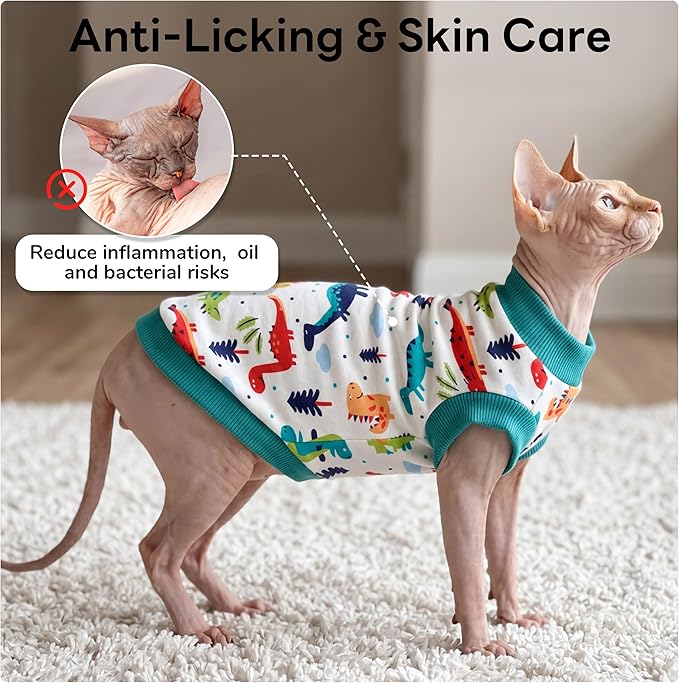 PUMYPOREITY Sphynx Cat Clothes: Stretchy Sweater, Soft Hairless Shirt, Pullover Pajamas, Turtleneck for Sphynx Cornish Rex, Devon Rex - Blue, S