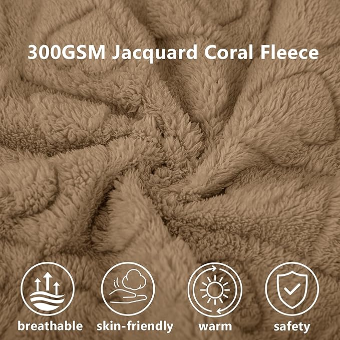 gogobunny Large Pet Blanket for Dogs Cats, Ultra Soft 300GSM Coral Fleece Washable Furniture Protector for Couch Bed Car Seat, Calming Crate Mat Blanket for Large Breeds, Brown, 50x60IN
