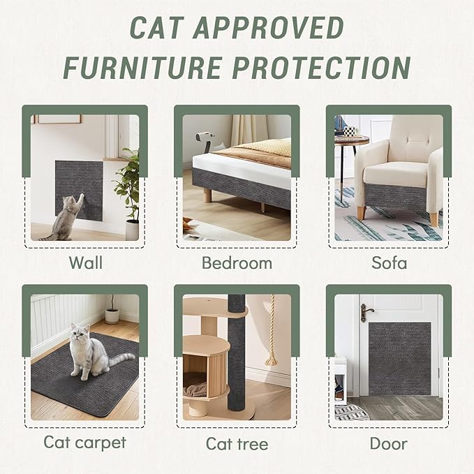 Cat Wall Scratcher Mat, Anti Cats Scratch Furniture Couch Carpet Corner Protector for Indoor, Trimmable Cat Scratching Pad Board Sofa Replacement Deterrent from Cats Claws (Darkgrey,39.3x15.8In)