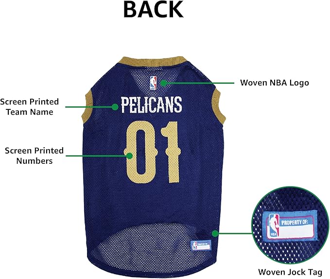 Pets First NBA NEW ORLEANS PELICANS DOG Jersey, Medium - Tank Top Basketball Pet Jersey