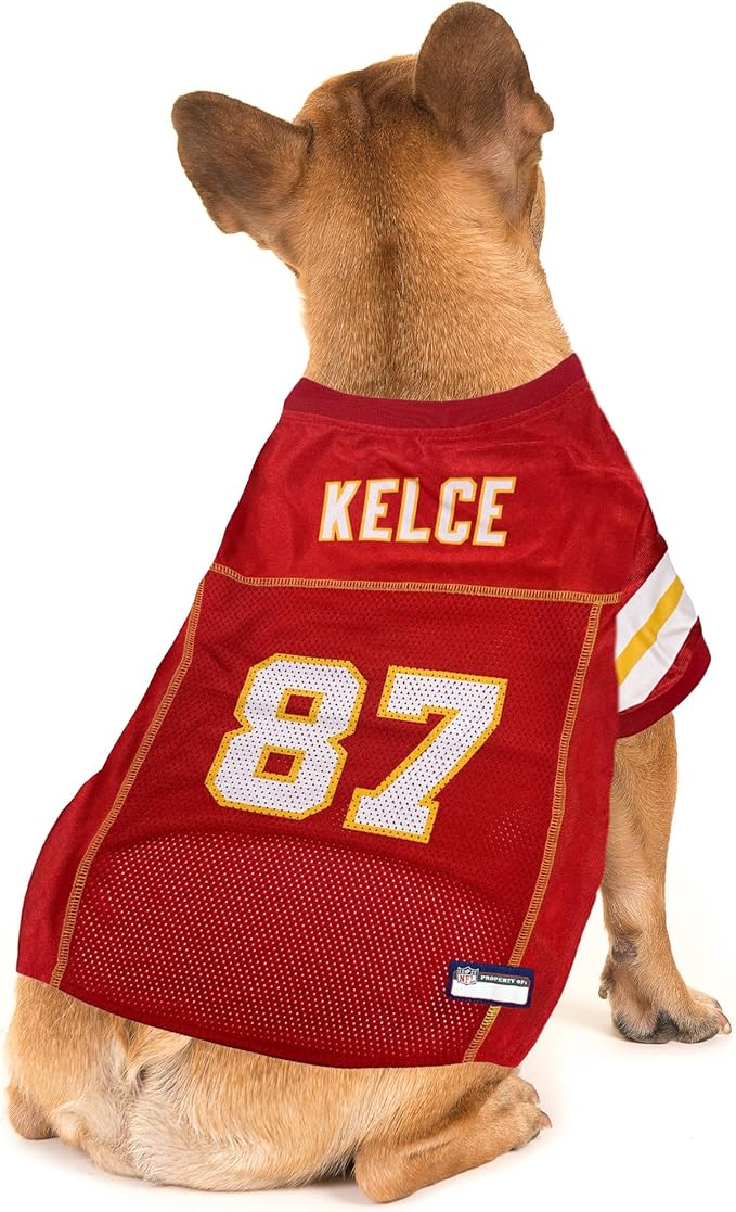 NFLPA Travis Kelce PET Jersey, NFL Dog Shirt, Size X-Large, Kansas City Chiefs Mesh Jersey for Dogs