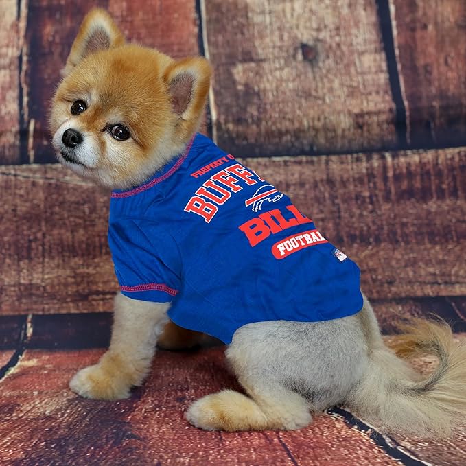 NFL Buffalo Bills Dog T-Shirt for Pets, Size Small. Officially Licensed Pet Shirt with Team Logo, Soft Stretchable Comfort Fit Apparel for Dogs & Cats