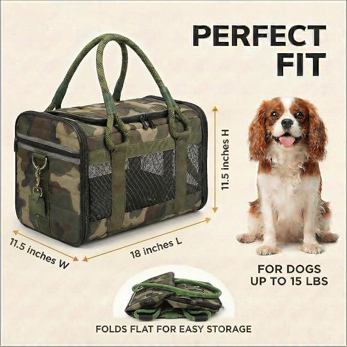 Soft-Sided Dog & Cat Carrier | for Car Rides, Vet Visits, Errands & Daily Outings | Fits Small Dogs & Cats Up to 15 lbs | 18" L x 11.5" H | Yorkies, Chihuahuas & More