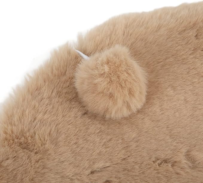 KANASI 1.6 Inch Round Faux Rabbit Fur Cat Bed, Replacement Pad for Pet Sleeping Mats for Windowsills Cages Kennels and Furniture (Grey)