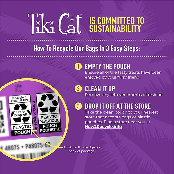 Tiki Cat Soft & Chewy Grain Free Dry Cat Treats, Chicken, 2 oz. Pouch (8 Count)