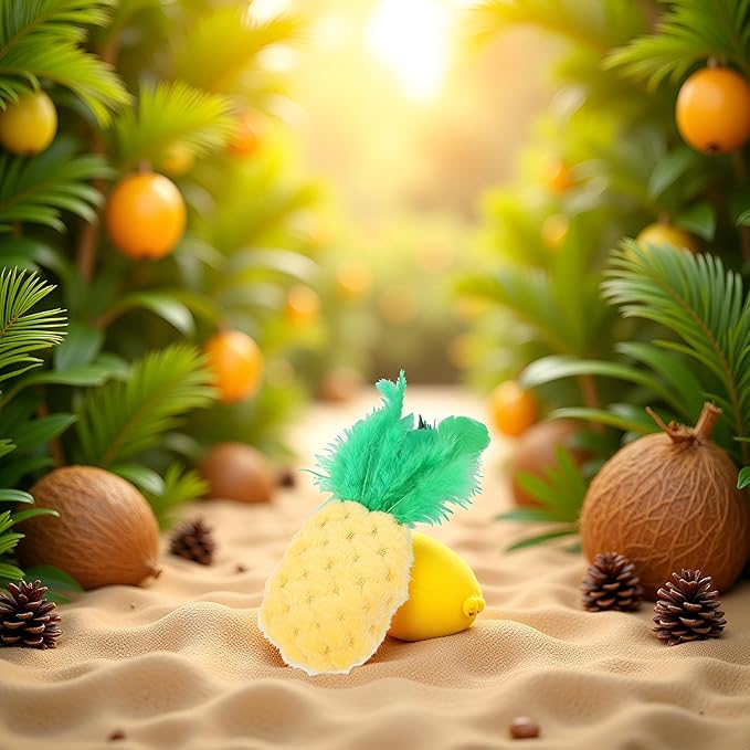 BWESOO Pineapple Shape Cat Chew Toy - Catnip Molar Toys Teeth Cleaning Toy Pet Bite Resistant Pet Supplies,Fun Toy for Exercise Interactive Plush Playing Toy for Cat Kitten Yellow