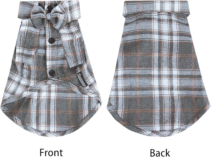 MAMORE Plaid Dog Shirt, Cute Puppy Outfit T-Shirt for Small Dogs Boy Girl, Soft Breathable Pet Cat Clothes Easter Thanksgiving Christmas Costume Apparel