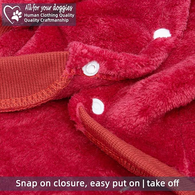 FabriCastle Dog Hoodie Sweater for Small Dogs Boy and Girl, Dog Clothes XS XXS Puppy Sweatshirt, Pet Outfit, Cat Clothing Super Soft Warm Snap On Closure (Wine red, Large)