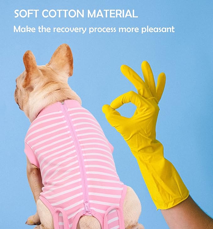 Dog Recovery Suit Female,Pink Small Spay Surgery Recovery Shirt,Pink-White Striped XS