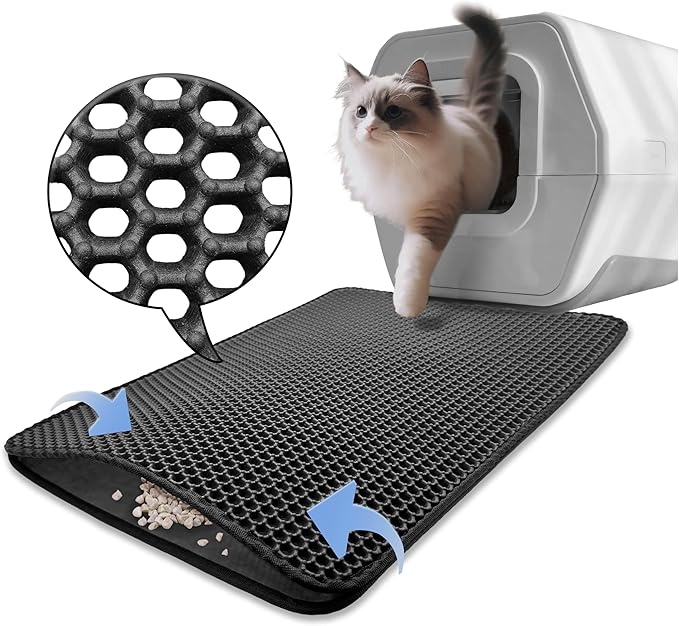 HTTMT- (15.7x12 inch) Pet Supplies Cats Litter & Housebreaking 30X40 Black Cat litter Mat Double Layer Pad Trapper Folding Pad EVA Foam Rubber
