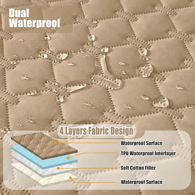 Smiry Waterproof Dog Bed Cover Blanket, Soft Reversible Pet Blanket, Washable Leakproof Cats Dogs Couch Cover for Sofa, Couch, Furniture (82x82 Inch, Camel/Beige)