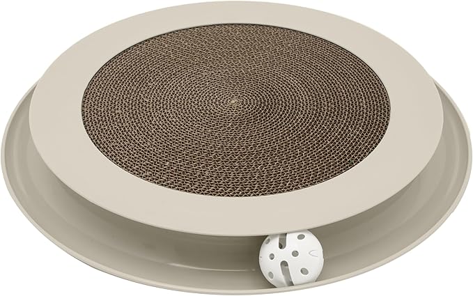 Kitty City Round Swat Ball Track Cat Toy with Scratcher, Interactive Toy for Cats and Kittens, Tan
