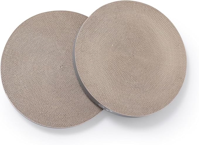 Necoichi Cat Scratcher Bowl Replacement for Indoor Cats - Cat Scratching Lounger with Reversible Usability and Extra Comfort for Lounge, Cardboard Bed Couch / (XL, Hologram Gray)