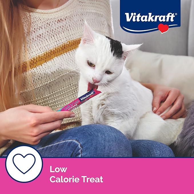 Vitakraft Lick 'N' Lap Real Salmon Squeezeable Liquid Cat Treats, Lickable, Salmon Broth #1 Ingredient, No Artificial Colors, Preservatives or Added Sugar, for Hydration, 0.52 oz. Tubes, 80 Count
