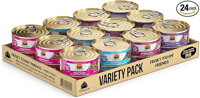 Weruva Classic Cat Food, Variety Pack, Frisky Fishin' Friends Wet Cat Food, 5.5oz Cans (Pack of 24)