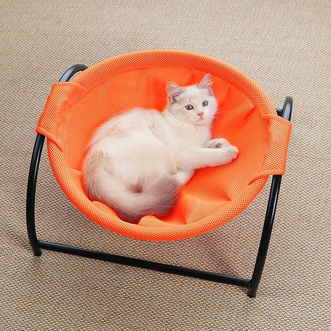 MW Cat Hammock Bed - Free-Standing Pet Sleeping Supplies, Whole Wash, Stable & Breathable (Orange)