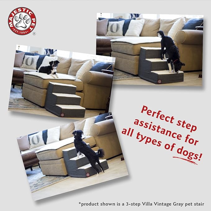 Majestic Pet 3 Step Portable Dog Stairs for Small Dogs to get on Bed Supports 250 lbs or Less – Dog Steps for High Bed with Machine Washable Cover –Pet Stairs for Cats Towers Yellow