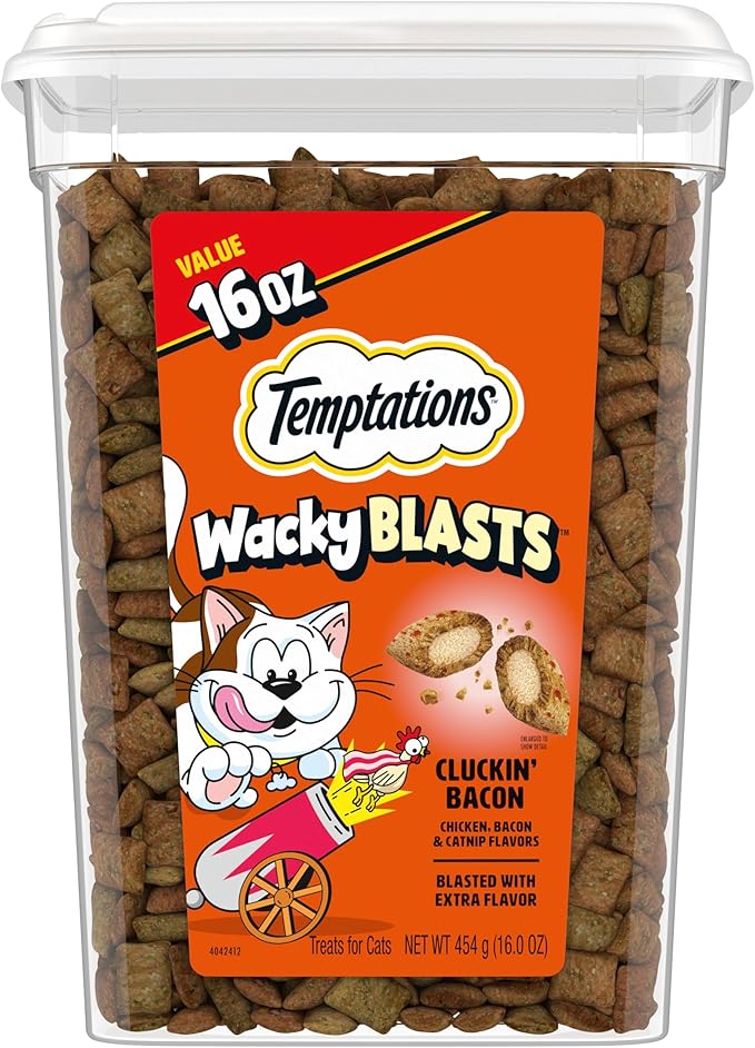 Temptations Wacky Blasts Cat Treats, Cluckin’ Bacon Flavor, 16 oz. Pouch