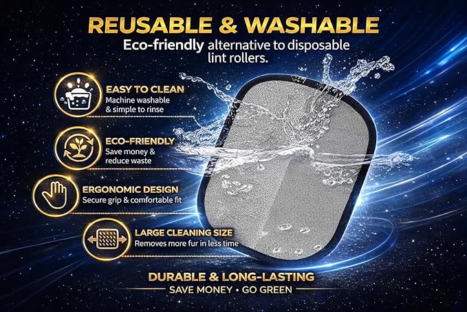 Pet Hair Remover Glove for Dogs & Cats – Reusable Electrostatic Fur Remover for Couch, Carpet, Car & Clothes, No Sticky Lint Roller Alternative, Easy to Use