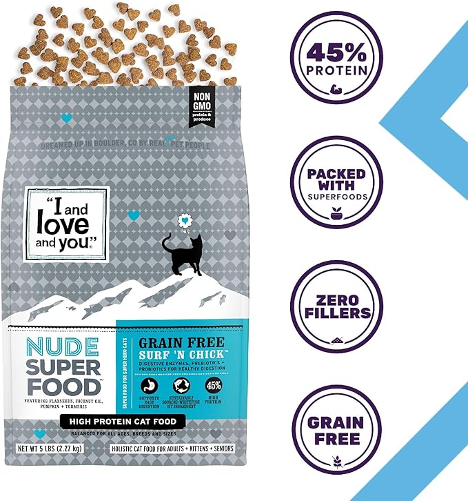 I and love and you Nude Dry Cat Food - Grain Free Limited Ingredient Kibble, Whitefish + Chicken, 5-Pound Bag