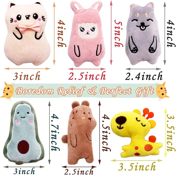 Cat Toys for Indoor Cats Kittens Interactive Pillow Catnip Toys with Bell Cat Plush Toy 6 Pcs