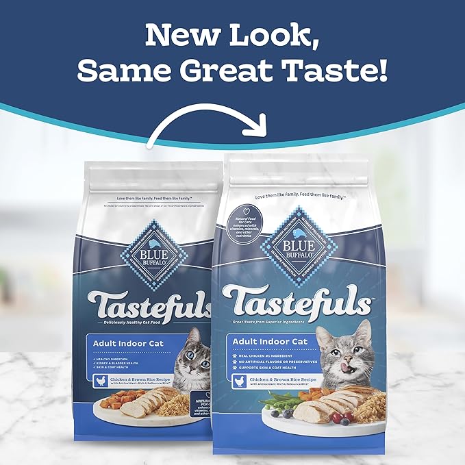 Blue Buffalo Tastefuls Natural Dry Food for Adult Indoor Cats, Chicken & Brown Rice Recipe, 15-lb Bag