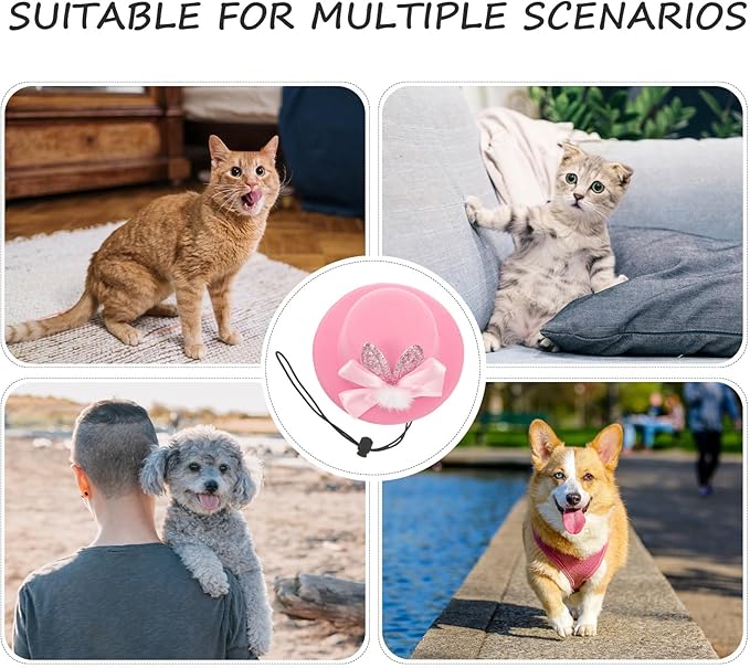 CLISPEED Easter Pet Hat, Adjustable Pink Bunny Ears Cat Dog Costume Cap, Puppy Top Hat for Easter Spring Festival Party, Pet Photography