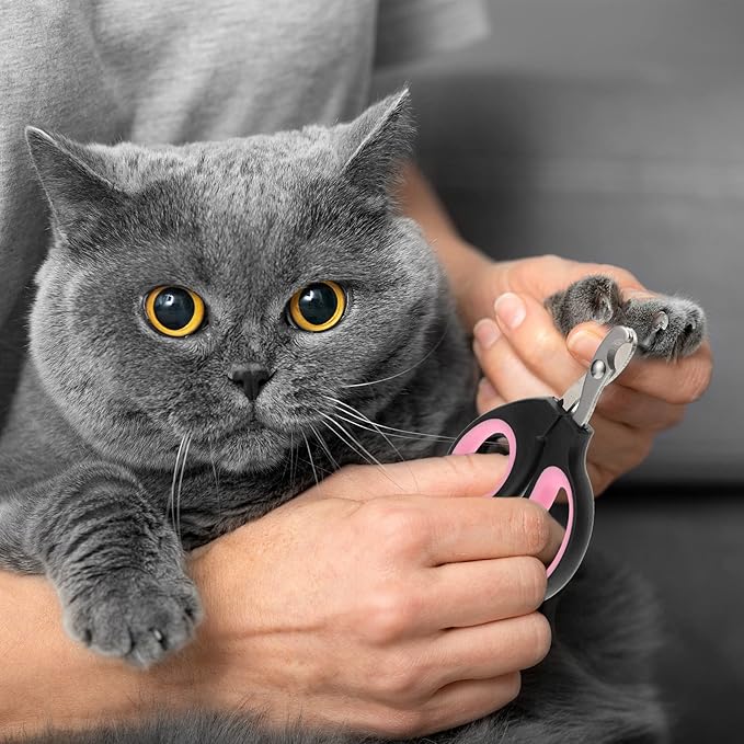 Therwen 24 Pcs Cat Nail Clipper Bulk Cat Nail Trimmer Kitten Claw Clippers Pet Nails Cutter Claw Care for Cats Kittens Bunny Puppy Rabbit Gatos Sharp Safer (Moon-Shaped,Multiple Colors)