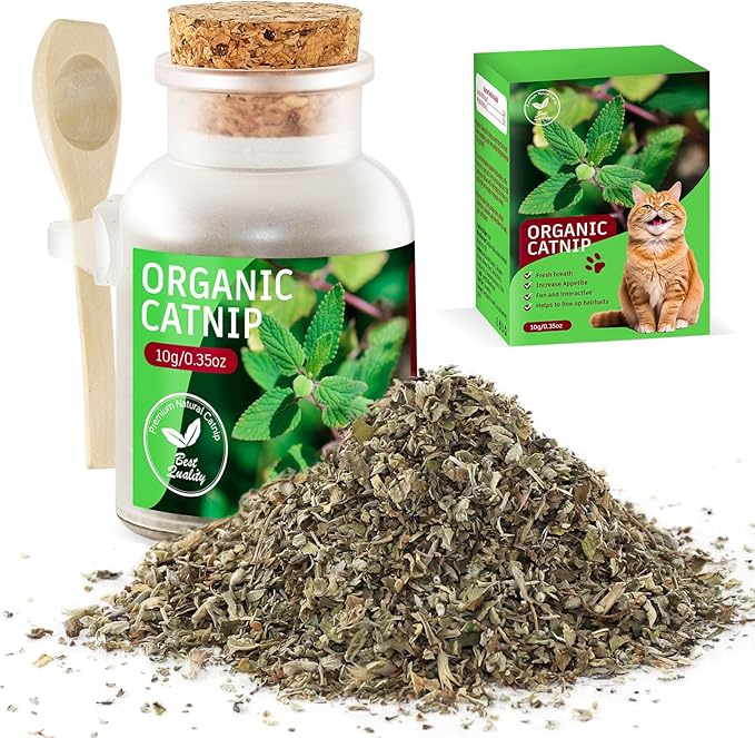 Organic Cat’s Cat nip Natural Dried Catnips Treat Used to Supplement Kitten Interactive Toys Great for Training Redirecting Bad Behaviors