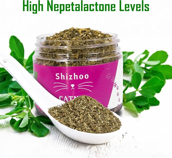 Catnip for Cats with Leaves and Flower Seeds 100% Natural and Organic Catnip Premium Cat Nip for Cats & Kittens Used as a Snack or Refillable Catnip Treats for Cats (1/2 Cup)