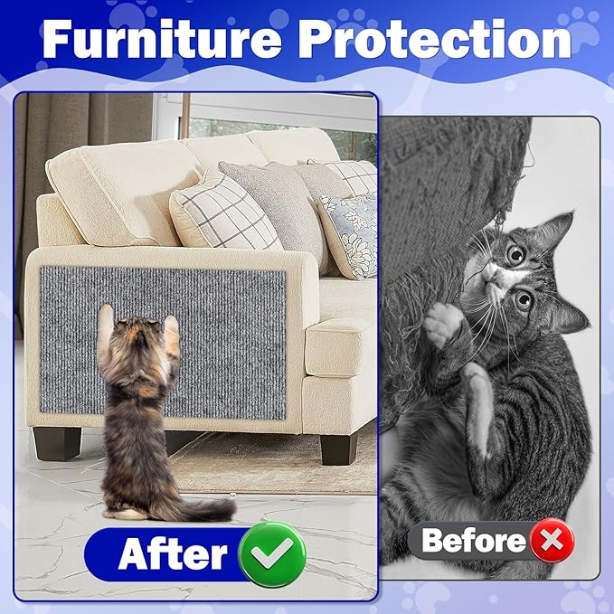 ENONCI Anit Cat Scratch Couch Furniture Protector,78.7x15.8 Cat Wall Corner Scratcher Pads Mat,DIY Climbing Scratching Carpet Post Board Replacement