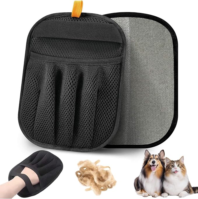 Pet Hair Removal Glove for Dogs & Cats, Upgraded Five-Finger Electrostatic Design, Reusable & Washable Fur Remover for Clothing, Couch, Carpet & Car Seats, Grooming Tool for Dogs & Cats (1 Pack)