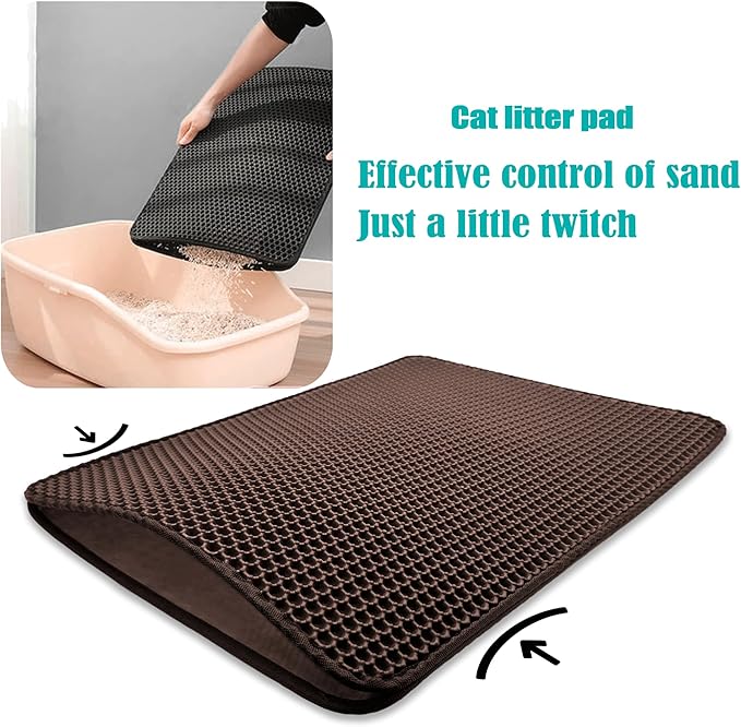 HTTMT- (23x17 inch) Pet Supplies Cats Litter & Housebreaking 58X43 Brown Cat litter Mat Double Layer Pad Trapper Folding Pad EVA Foam Rubber