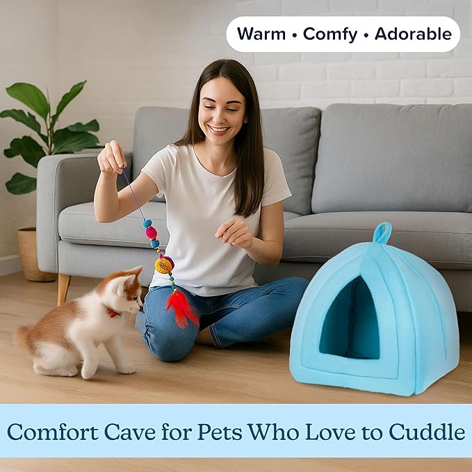 Cat House - Indoor Cat Bed with Removable Foam Cushion - Pet Tent for Kittens, Rabbits, Guinea Pigs, and Other Small Animals by PETMAKER